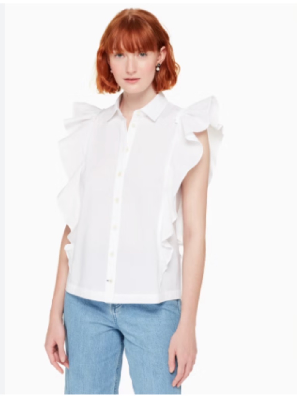 Kate Spade Flutter White Cotton Top Size S